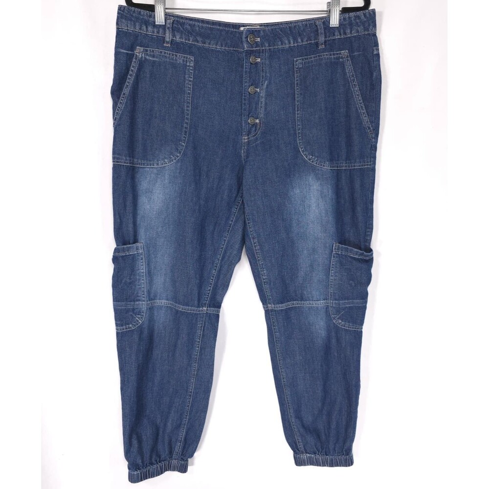 SUNDANCE Women’s Denim Jeans 14 Cargo Utility Jogger 100% Cotton